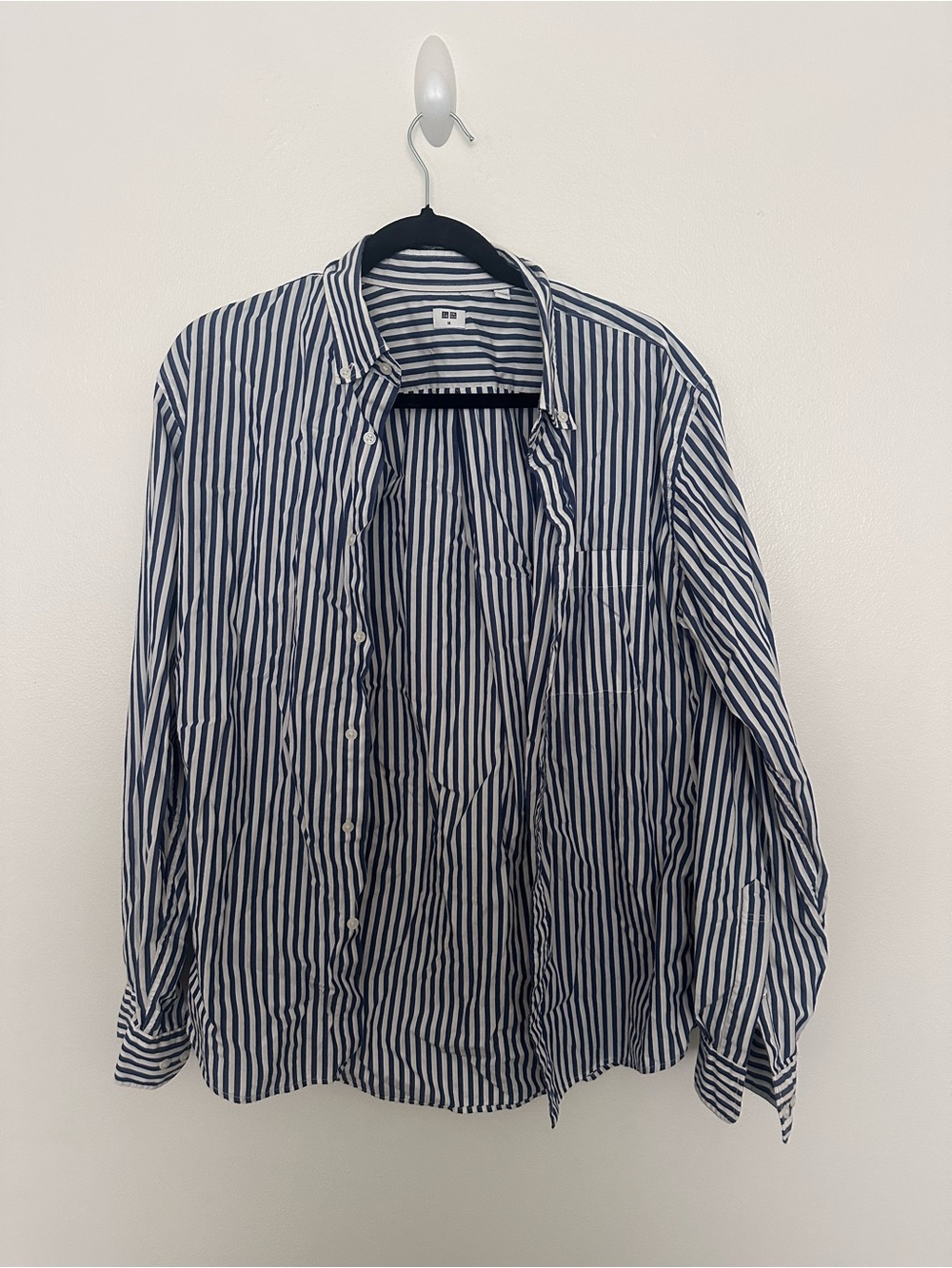Uniqlo Men's Striped Button-Up Shirt Jacket - Navy/White